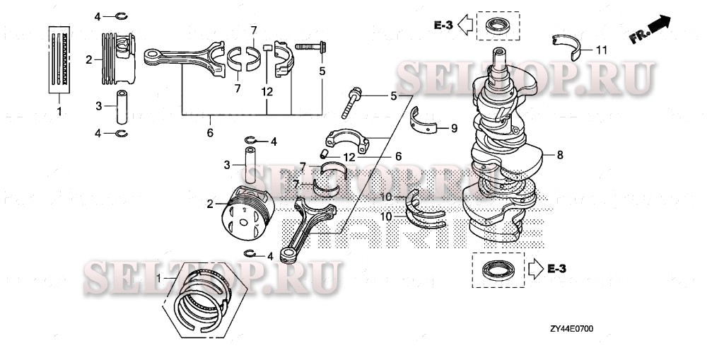 Коленвал, поршень для Honda BF175AK1 XCA