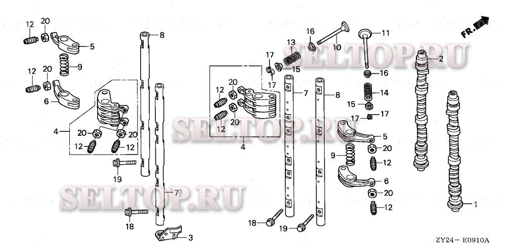 Распредвал, коромысло для Honda BF200A3 XXA