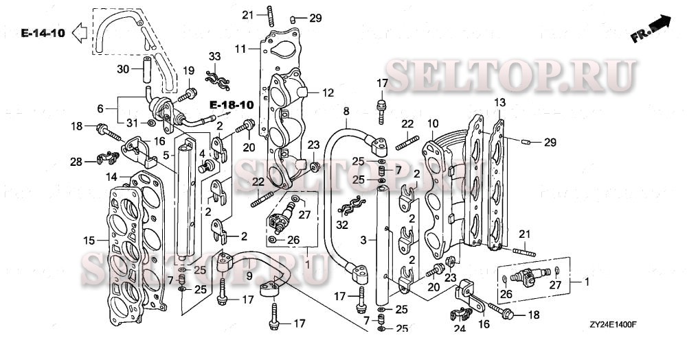 Топливная трубка, инжектор для Honda BF200A3 XXA