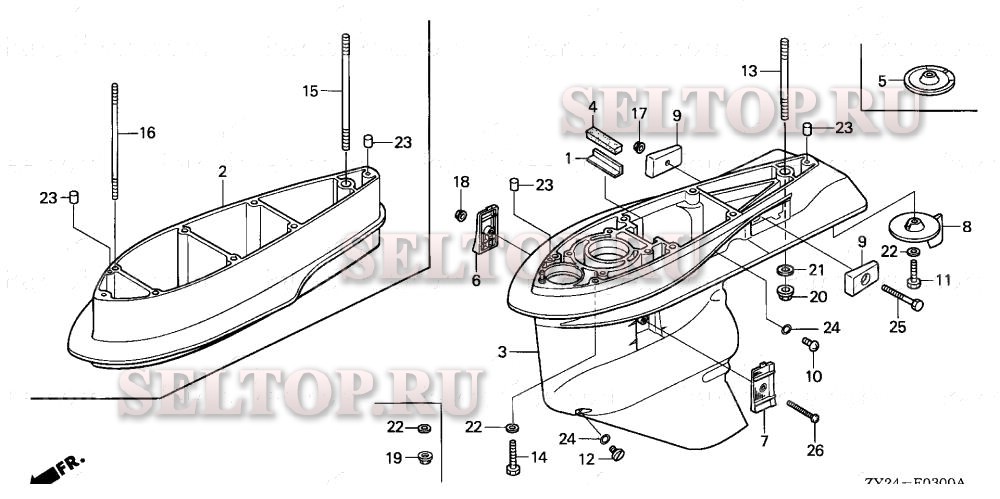 Корпус редуктора для Honda BF200A3 XXA