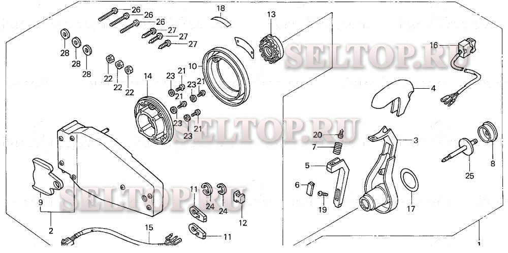 Дистанционное управление (заподлицо) (левая) для Honda BF200A3 XXA