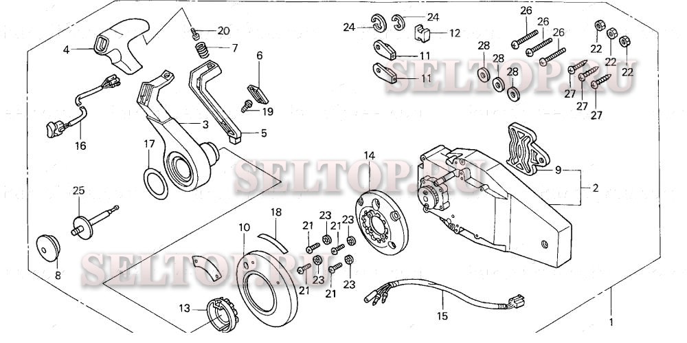 Дистанционное управление (заподлицо) (правая) для Honda BF200A3 XXA