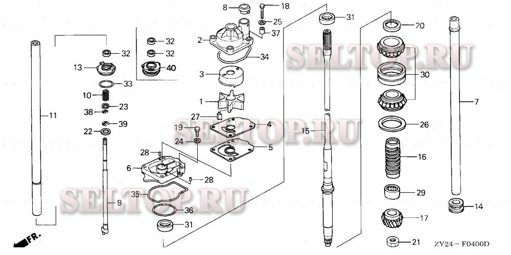 Водяной насос, вертикальный вал для Honda BF200A3 XXA