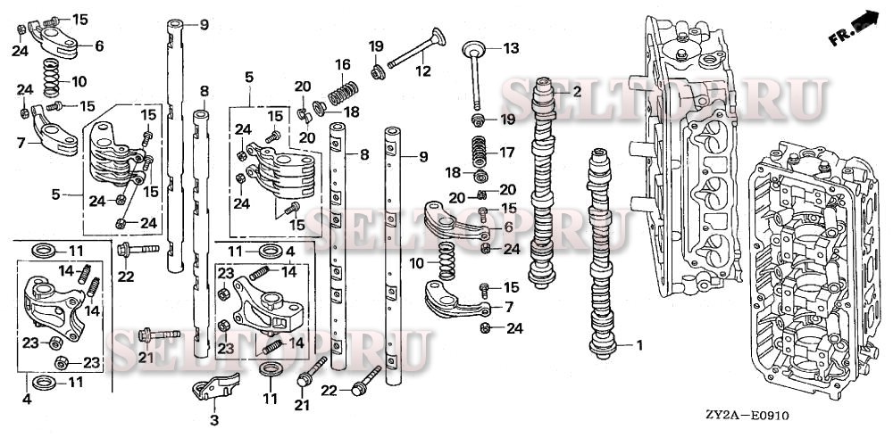Распредвал, коромысло для Honda BF200AK0 XA