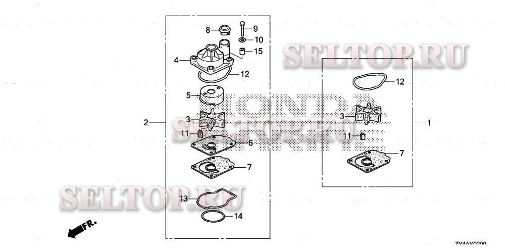 Крыльчатка насоса для Honda BF200AK3 XA