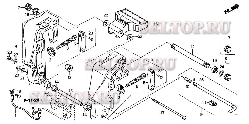 Кормовой кронштейн (2) для Honda BF20D3 LHGA