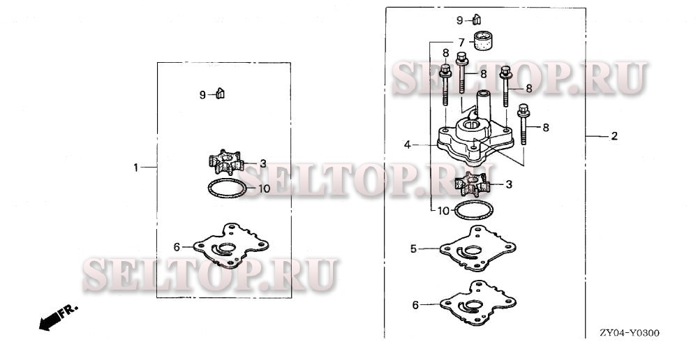 Крыльчатка насоса для Honda BF20D3 LHGA