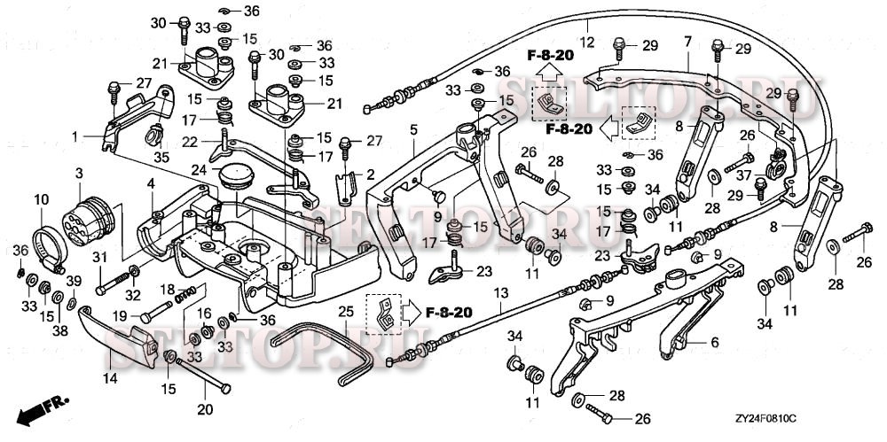 Кронштейн передней крышки, фиксатор вала для Honda BF225A2 LA