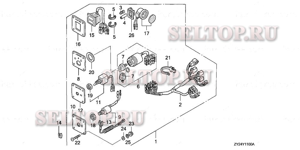 Панель управления kit для Honda BF225A4 LA