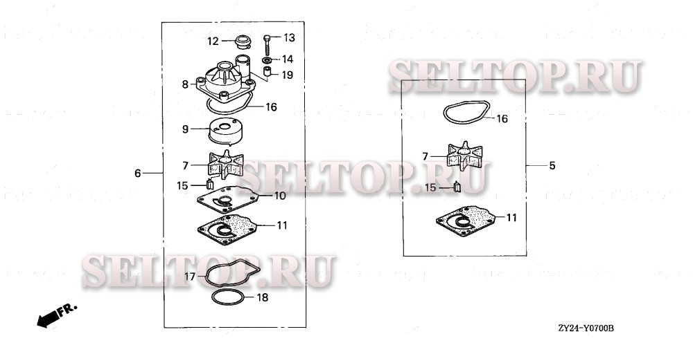 Крыльчатка насоса для Honda BF225A4 XA