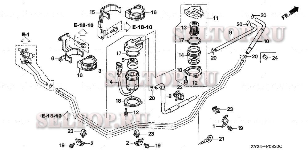 Влагоотделитель, топливный фильтр для Honda BF225A5 XCA