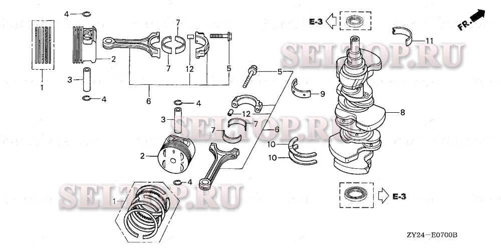 Коленвал, поршень для Honda BF225A5 XXCA