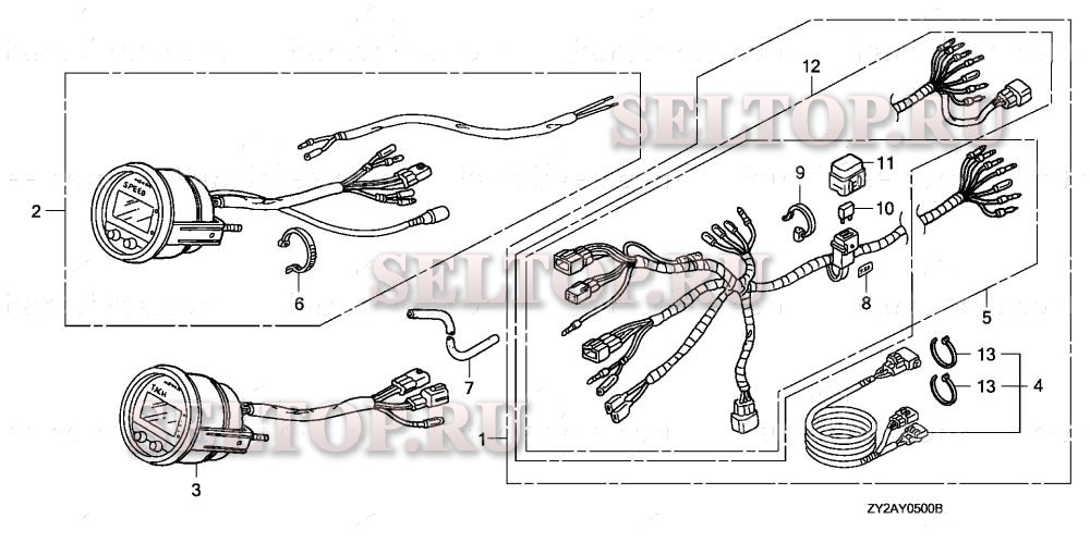 Показывающий измерительный прибор (1) для Honda BF225A6 XXCA