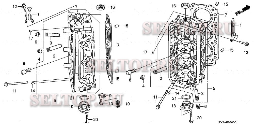 Головка цилиндра для Honda BF225AK0 XXA