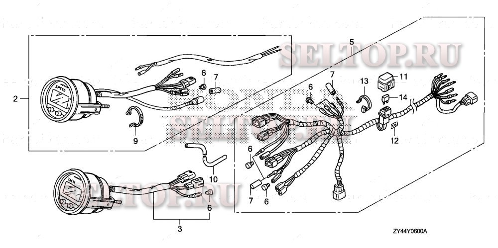 Показывающий измерительный прибор (1) для Honda BF225AK1 XA