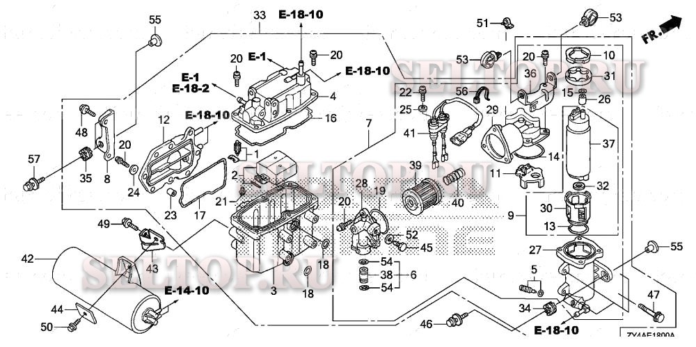 Пароотделитель в сборе для Honda BF225AK2 LA