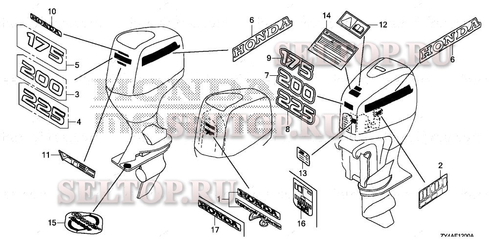 Этикетка для Honda BF225AK2 XXCA