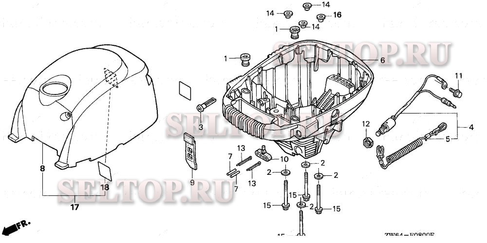 Крышка двигателя для Honda BF2D3 SCAB