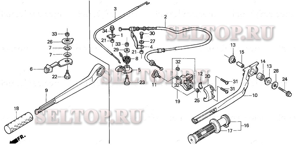 Рукоятка, тросик дросселя для Honda BF2D4 LCHA