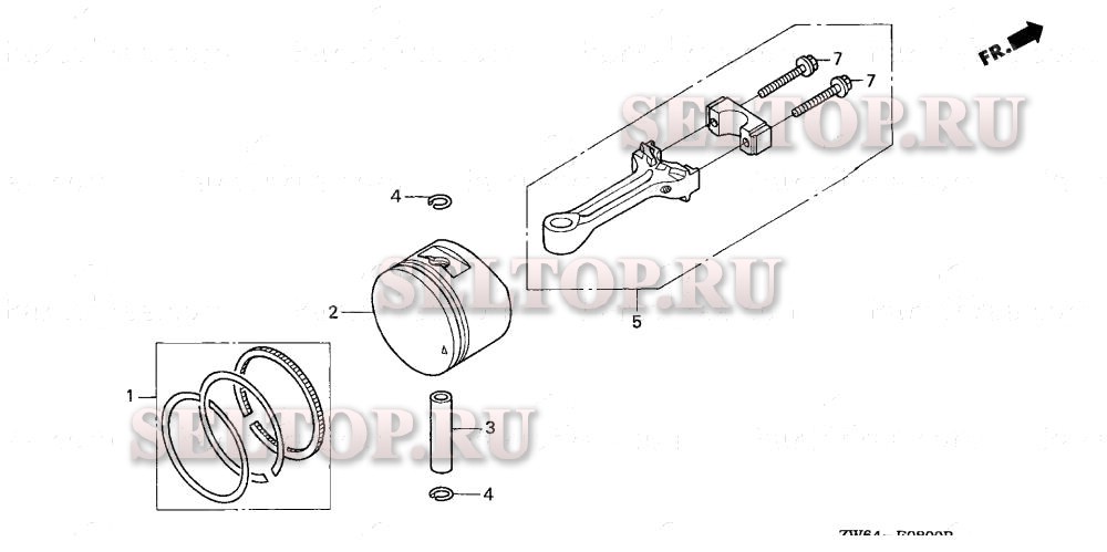 Поршень, шатун для Honda BF2D5 LCHA
