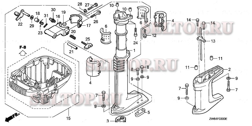 Выступающая часть для Honda BF2D6 LCHA
