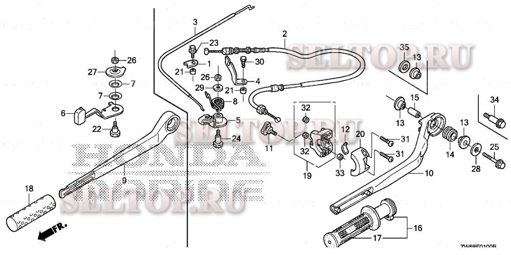 Рукоятка, тросик дросселя для Honda BF2DK0 SCAB