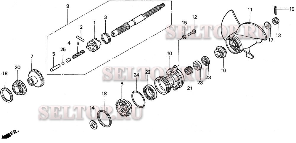 Гребной винт для Honda BF30AX SHA