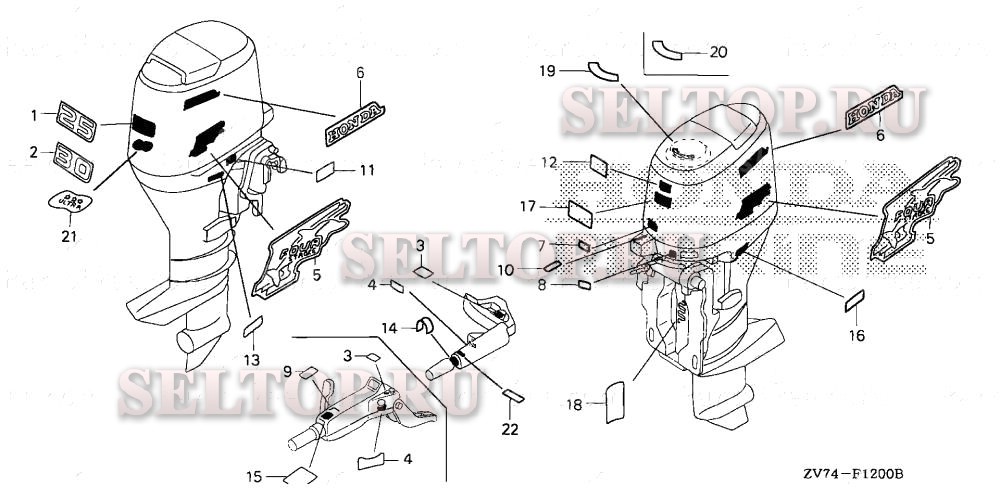 Этикетки для Honda BF30D4 LHA