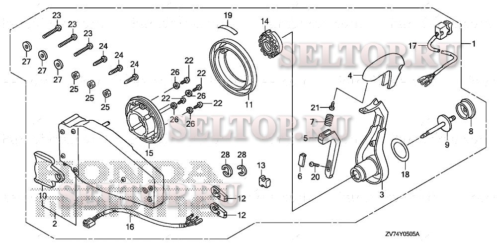 Дистанционное управление (заподлицо) (левая) для Honda BF30DK0 LRGA