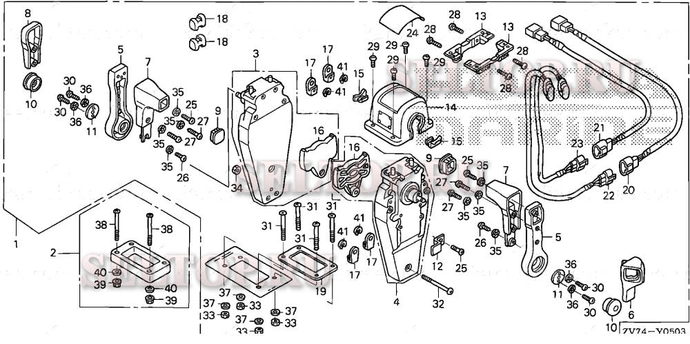 Дистанционное управление (верхняя опора двутипная) (левая) для Honda BF30DK0 LRGA