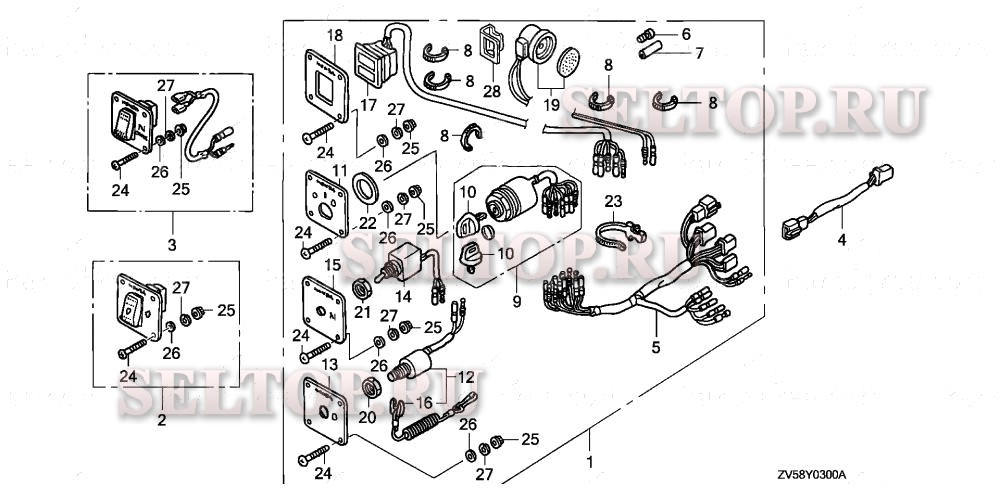 Панель управления, выключатель освещения для Honda BF40A2 LHTA