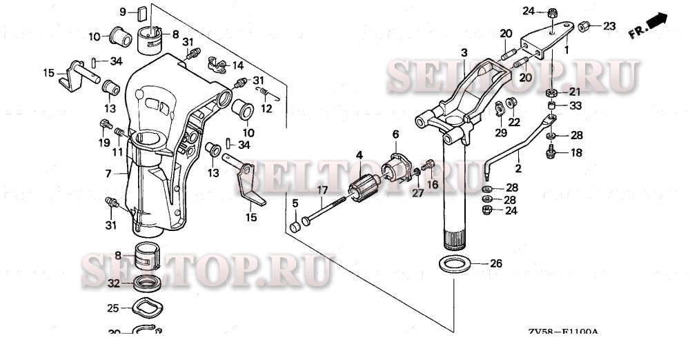 Корпус вертлюга для Honda BF40A3 LHTA