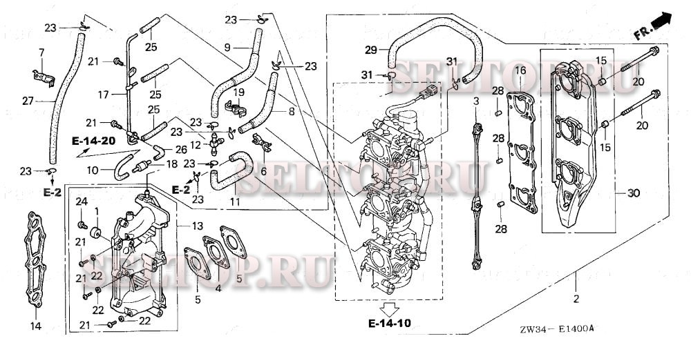 Карбюратор в сборе для Honda BF40A5 LHA