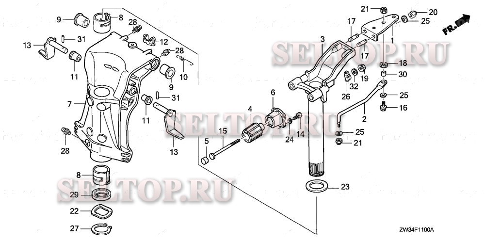 Корпус вертлюга для Honda BF40A5 LHA