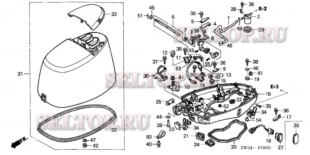 Крышка двигателя, нижняя часть корпуса для Honda BF40AK0 LHA