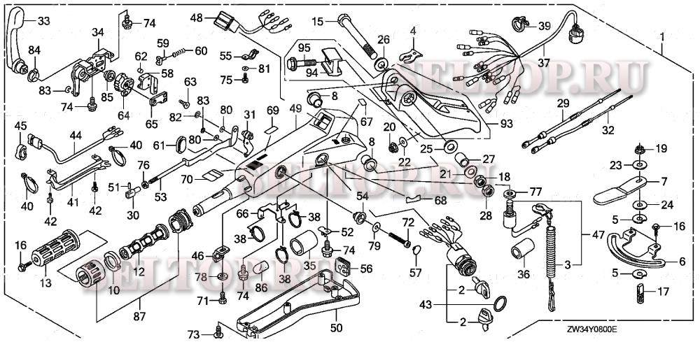 Комплект рукоятки для Honda BF40AK0 LRTA