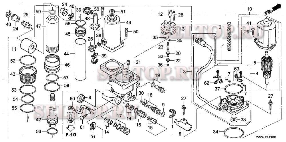 Power trim-tilt для Honda BF40AK0 LRTA