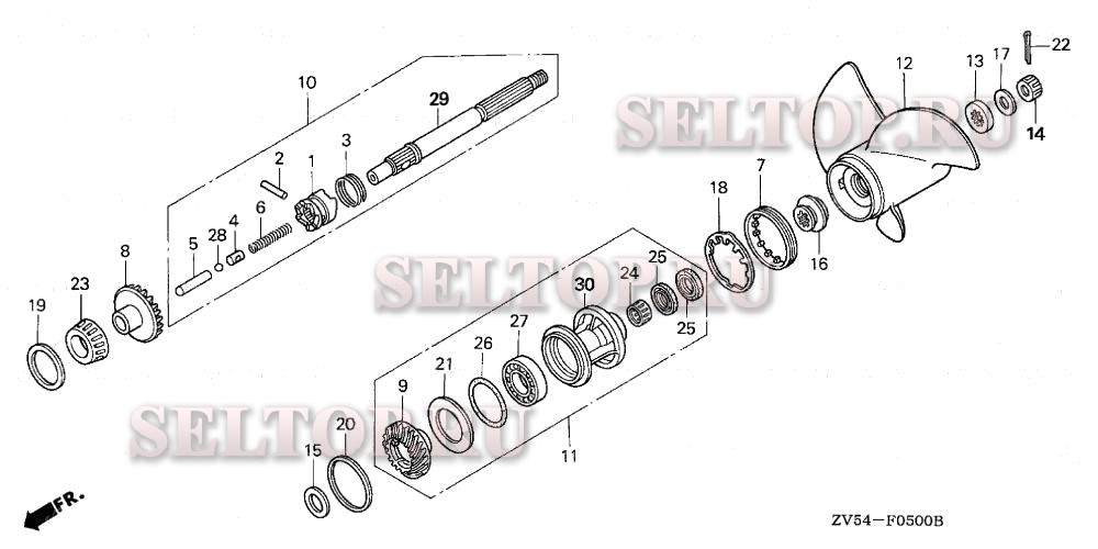 Гребной винт для Honda BF40AW LHA