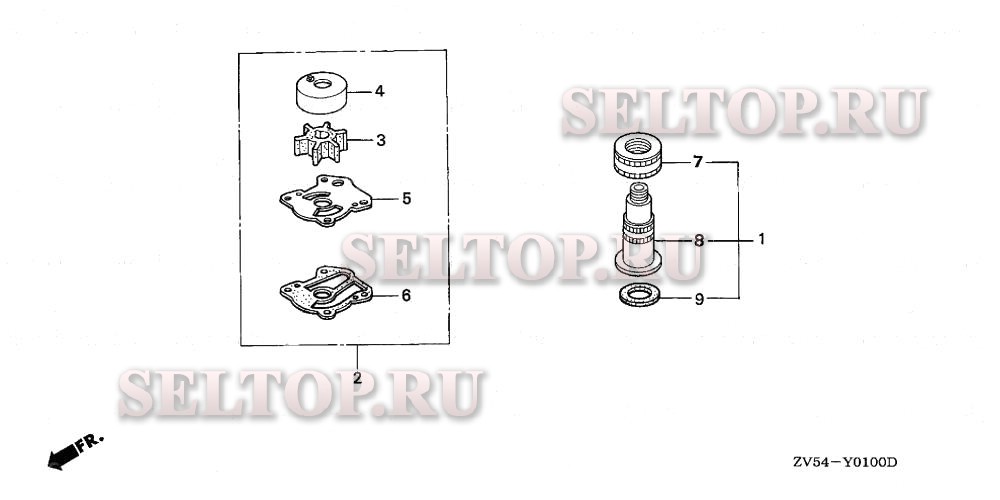 Комплект крыльчатки насоса для Honda BF40AW XRTA