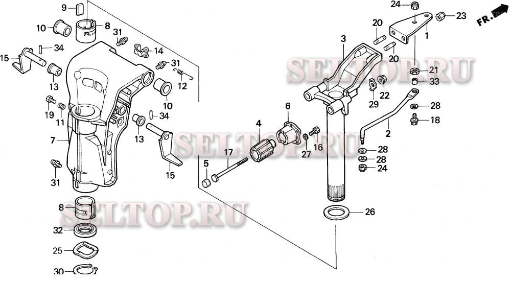Корпус вертлюга для Honda BF40AX LRTA