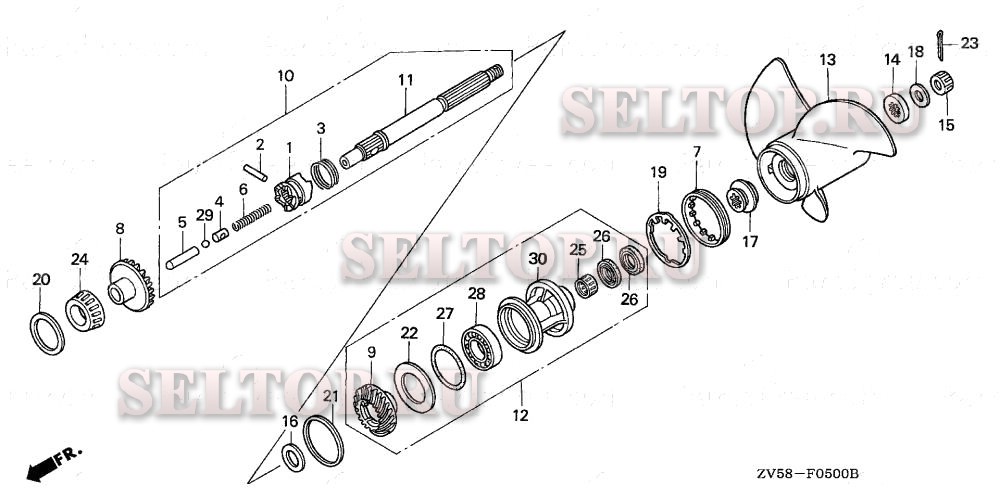 Гребной винт для Honda BF40AY LHA