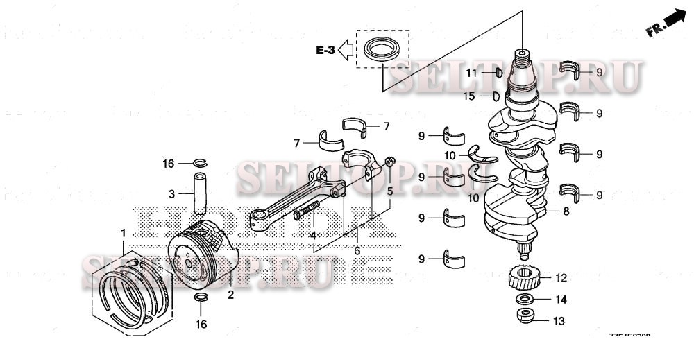 Коленвал, поршень для Honda BF40D LRTA