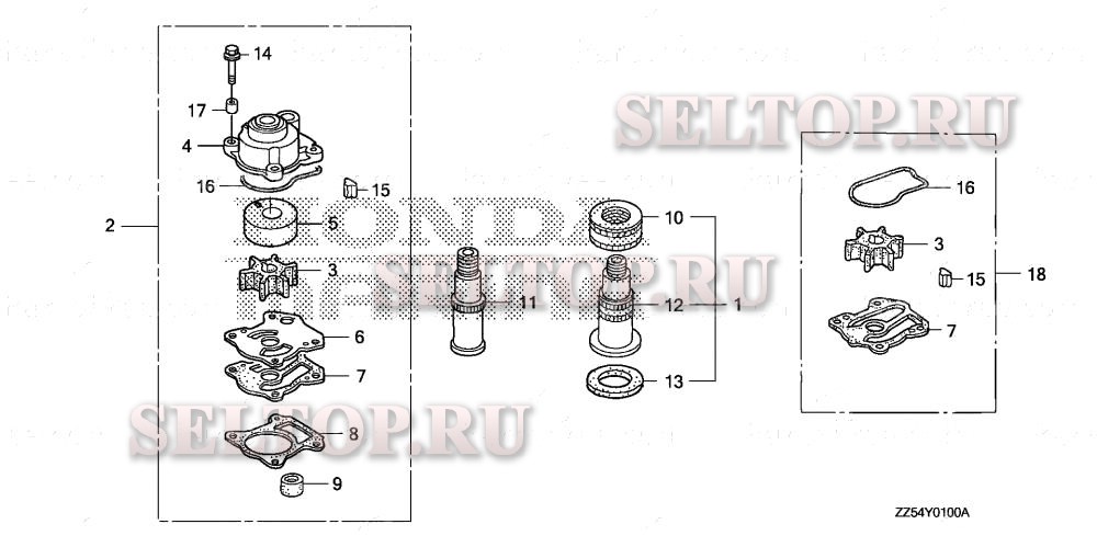 Центробежный насос, соединение шланга для Honda BF40D LRTA