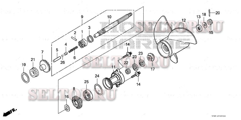 Карданный вал для Honda BF40D LRTA