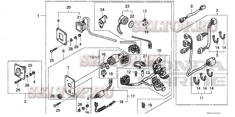 Панель распределительного щита (1) для Honda BF40D LRTA