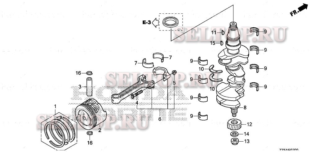 Коленвал, поршень для Honda BF40DK2 LHA