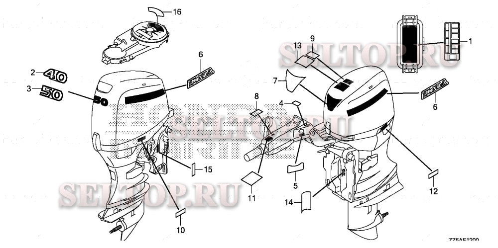 Этикетка для Honda BF40DK2 LHA