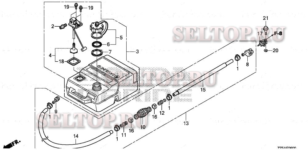 Топливный бак для Honda BF40DK2 LRTA