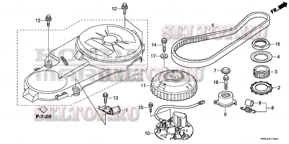 Зубчатый ремень привода для Honda BF40DK2 LRTA