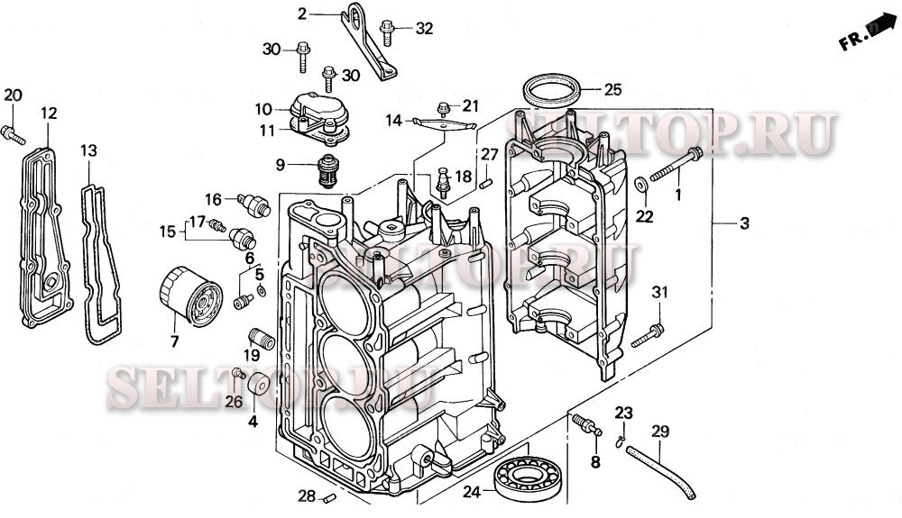 Блок цилиндров для Honda BF50A SRJA